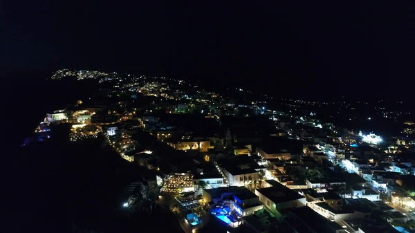 Yunanistan Santorini Adasındaki Akrotiri Kasabası Kiklad Hava Gece Görüşü — Stok fotoğraf