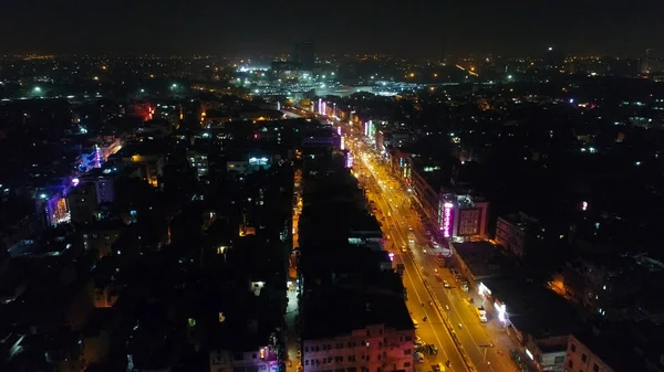 Stad Van New Delhi India Gezien Vanuit Lucht Nachts — Stockfoto