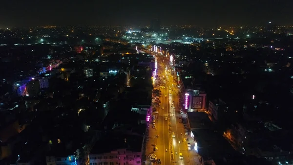 空と夜から見たインドのニューデリー市 — ストック写真