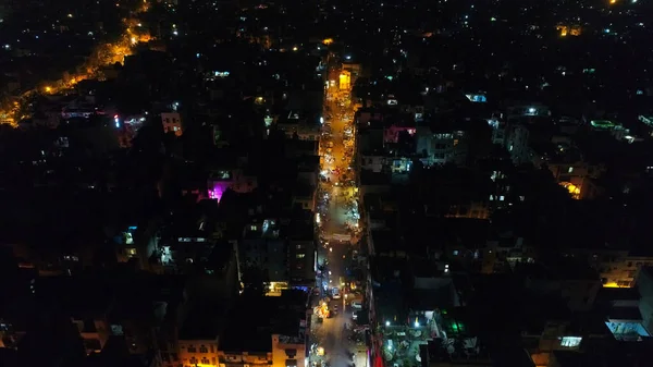 空と夜から見たインドのニューデリー市 — ストック写真