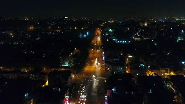 Stad Van New Delhi India Gezien Vanuit Lucht Nachts — Stockfoto