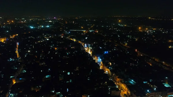 Stad Van New Delhi India Gezien Vanuit Lucht Nachts — Stockfoto
