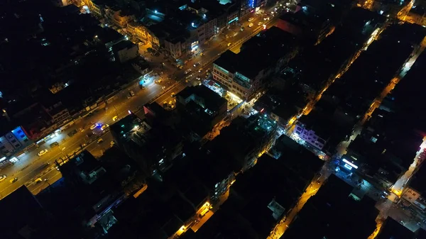 Stad Van New Delhi India Gezien Vanuit Lucht Nachts — Stockfoto