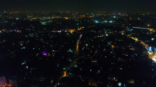 Stad Van New Delhi India Gezien Vanuit Lucht Nachts — Stockfoto