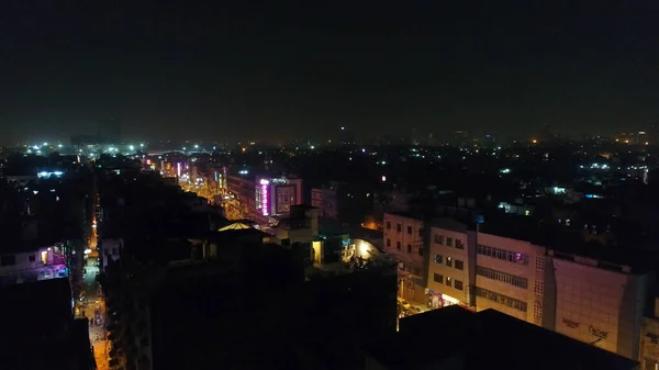 Hindistan Yeni Delhi Şehri Gökyüzünden Gece Görüldü — Stok fotoğraf