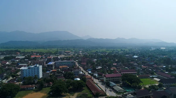 Laos Taki Vang Vieng Şehri Gökyüzünden Görüldü — Stok fotoğraf