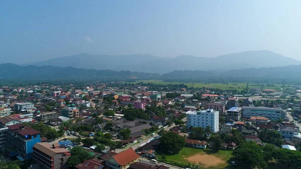 Vang Vieng Città Laos Visto Dal Cielo — Foto Stock