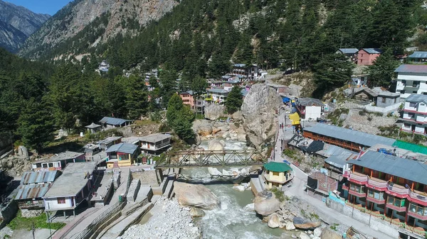 Hindistan Uttarakhand Eyaletindeki Gangotri Köyü Gökyüzünden Görüldü — Stok fotoğraf