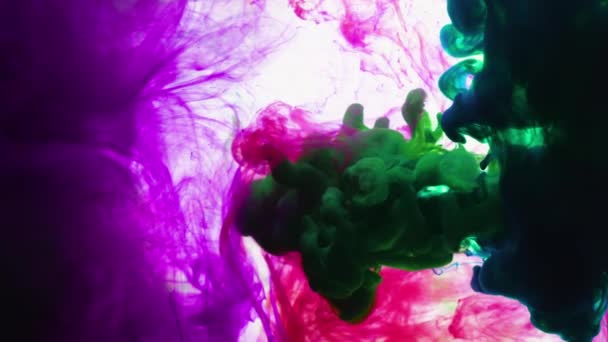 Абстрактний Барвистий Вибух Фарби Рідині Крапля Чорнила Розширюється Глибокі Яскраві — стокове відео