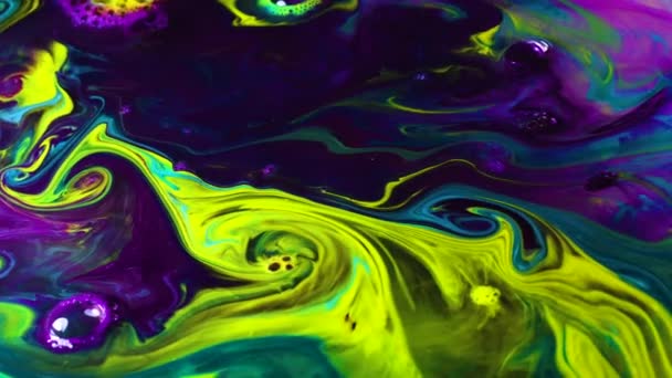 Cores Tinta Intersect Eachother Water Uma Tinta Amarela Vibrante Brilhante — Vídeo de Stock