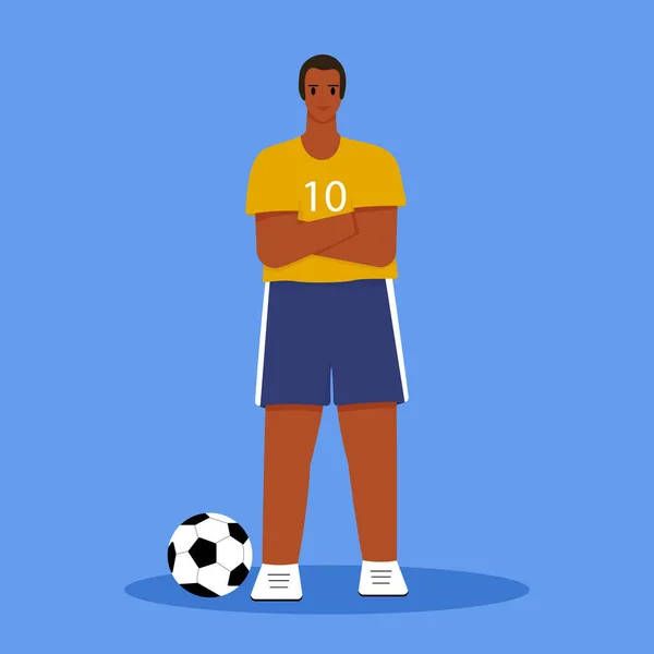 Jugador Fútbol Jugador Fútbol Ilustración Vectorial Plana — Vector de stock