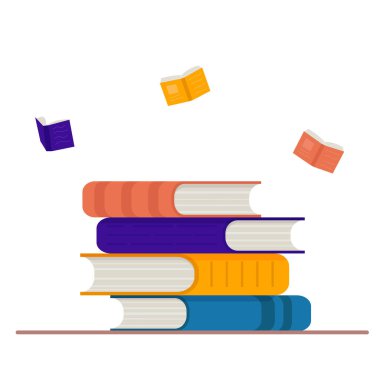 Bir yığın kitap. Kitap günü. Düz vektör illüstrasyonu.