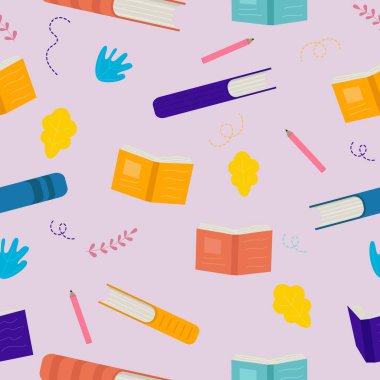 Kitap kusursuz vektör deseni. Kitabı aç.