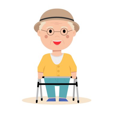 Büyükbaba süveter ve pantolon giyiyor..