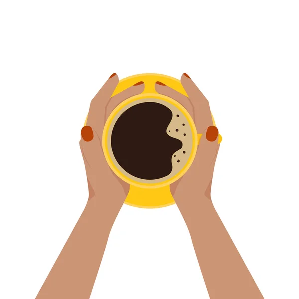 Mão Com Uma Xícara Café Conceito Cafeína Ilustração Vetorial Plana — Vetor de Stock