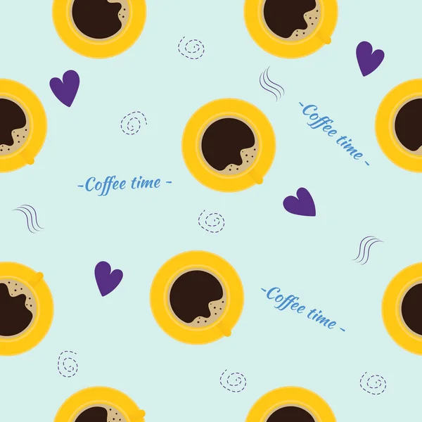 Coffee cups seamless pattern. Caffeine concept. Flat vector illustration.