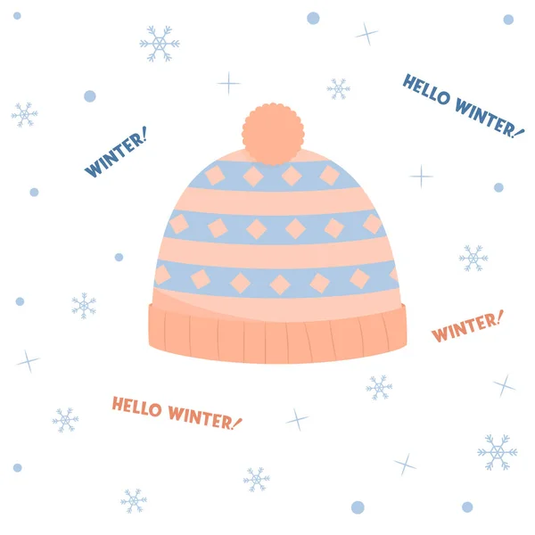 Зимняя Шляпа Теплая Шляпа — стоковый вектор