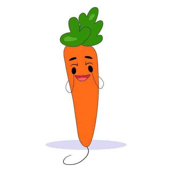 Забавна морква. Морква з милим обличчям. Плоска векторна ілюстрація . — стоковий вектор
