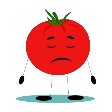 Komik domates. Komik suratlı domates. Düz vektör illüstrasyonu.