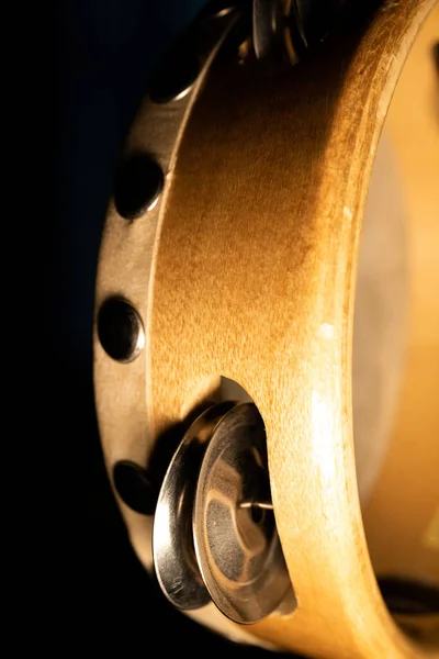 Closeup Vertical Tambourine Zills Rebites — Fotografia de Stock