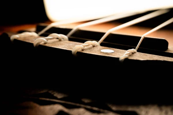 Ukulele sırtının yüksek kontrast makro görüntüsü