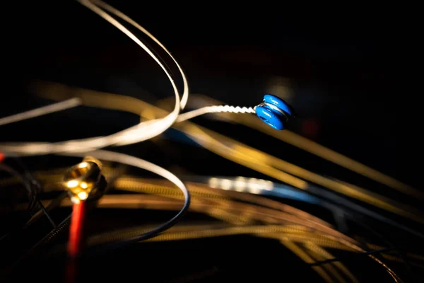 Macro Closeup Blue Ball End Bronze Acoustic Guitar String Front —  Fotos de Stock