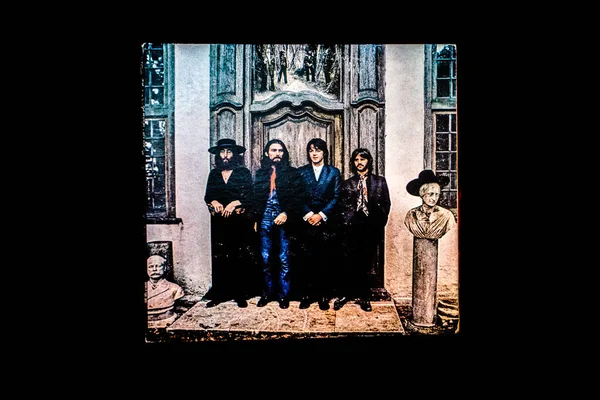 The Beatles 'ın eskimiş The Beatles Hey Jude (The Beatles Again) vinil albümünün izole edilmiş yakın çekimi