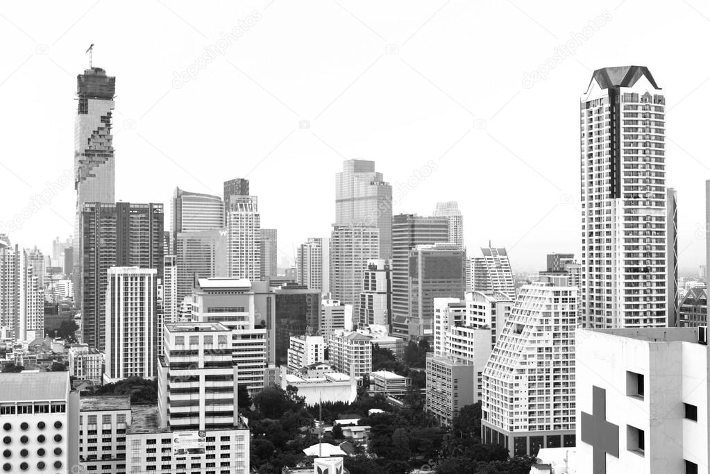 View of Bangkok city on the Silom & Sathon Road