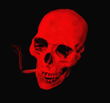 Esrar sigara soyut, pa kırpma kırmızı kafatası