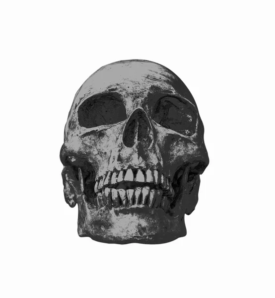 Crânio humano no fundo preto isolado — Fotografia de Stock