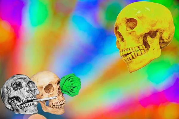 Abstract skull with color bokeh circles — Stock Photo, Image