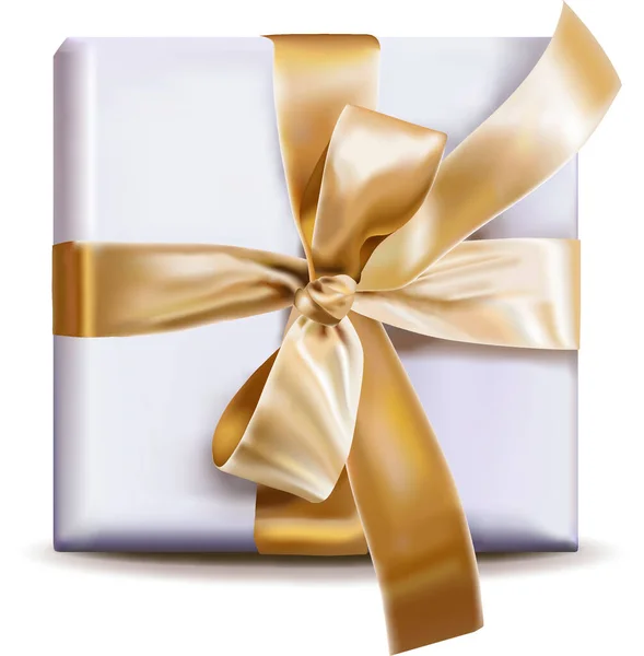 Print Beautiful Gift Box Gift Present Delivery Ribbon White Box — Wektor stockowy