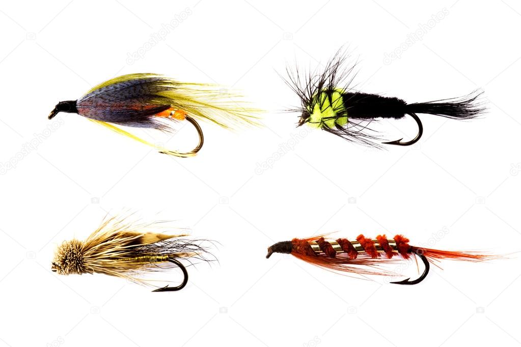 Lake and Reservoir Trout Fishing Lures on White Background