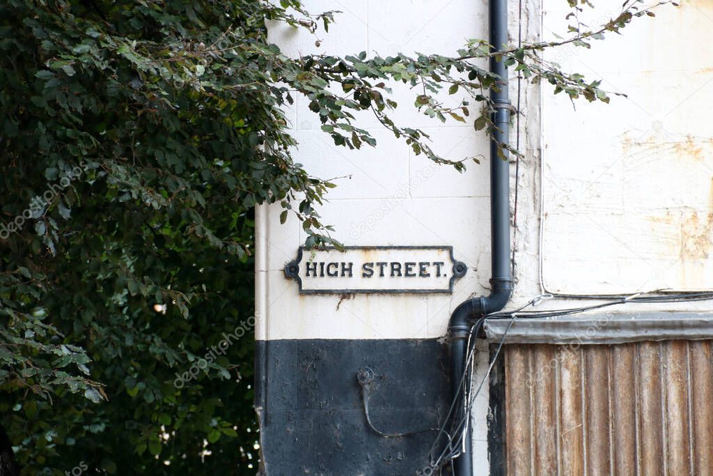 Street sign on an old town centre high street