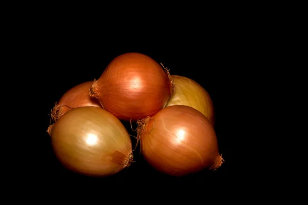 Onions on Black Background — Stock Photo, Image