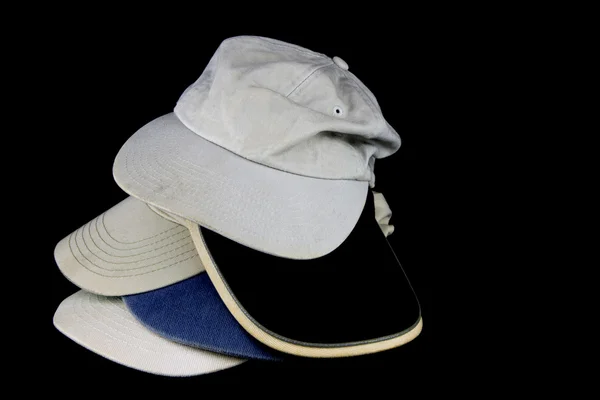 Old Baseball Caps on a Black Background — Stock Photo, Image