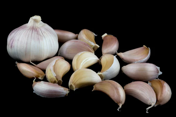 Garlic on Black Background — Stock Photo, Image