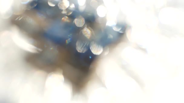 Абстрактний Фон Білі Сині Іскри Сяють Сонці Калейдоскоп Яскравих Променів — стокове відео