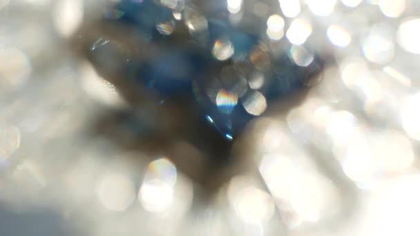 Абстрактний Фон Білі Сині Іскри Сяють Сонці Калейдоскоп Яскравих Променів — стокове відео