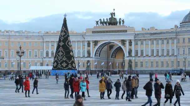 Árvore de Natal na Praça do Palácio . — Vídeo de Stock