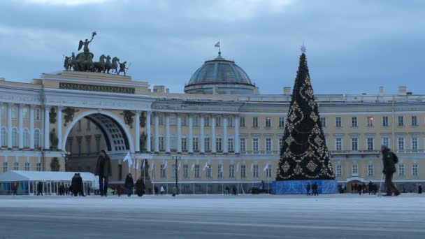 Vánoční strom na náměstí paláce. — Stock video