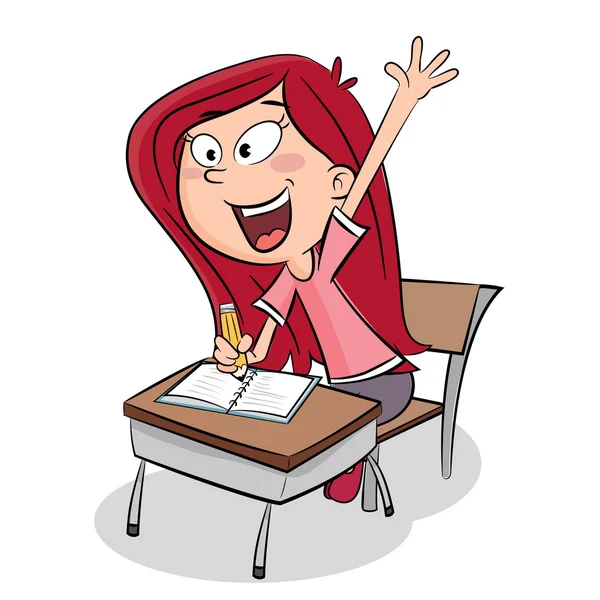 Hand-up schoolgirl. — Stock Vector