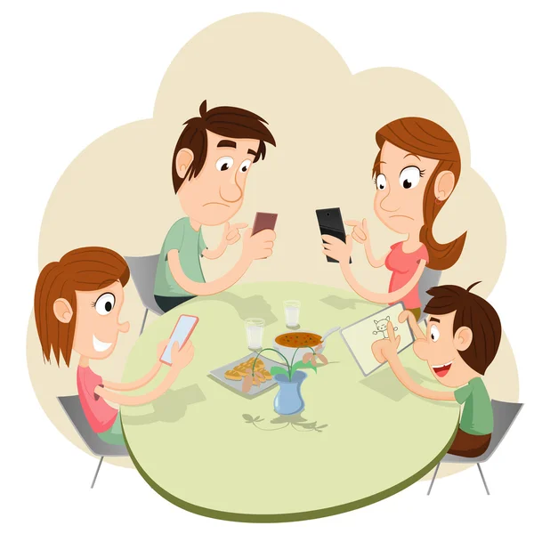 Phubbing Family Illustration — Wektor stockowy