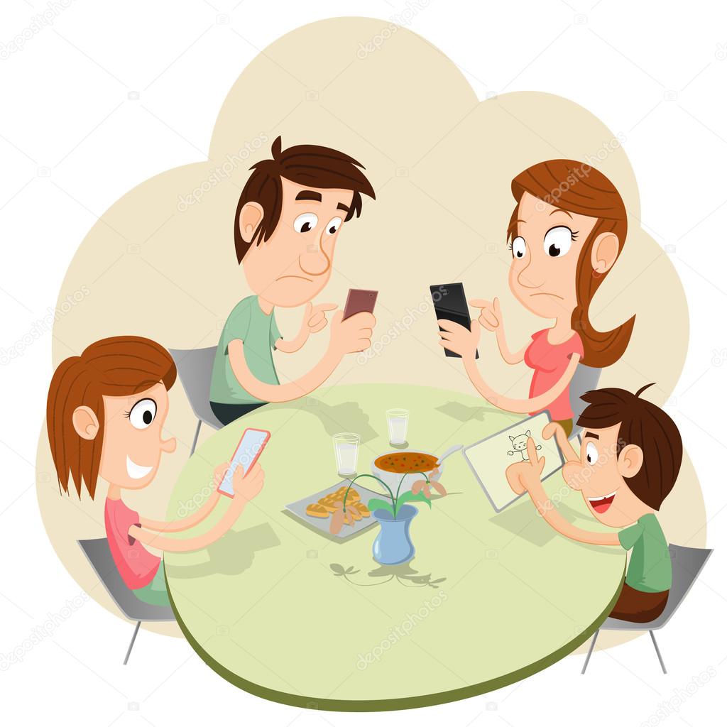 Phubbing Family Illustration