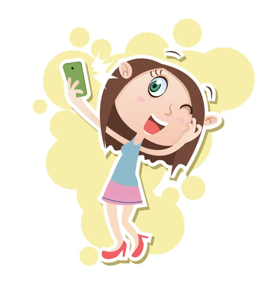 Chica tomando selfie . — Archivo Imágenes Vectoriales