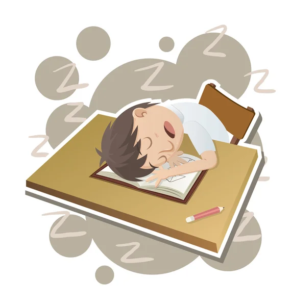 Estudiante durmiendo en el aula — Vector de stock