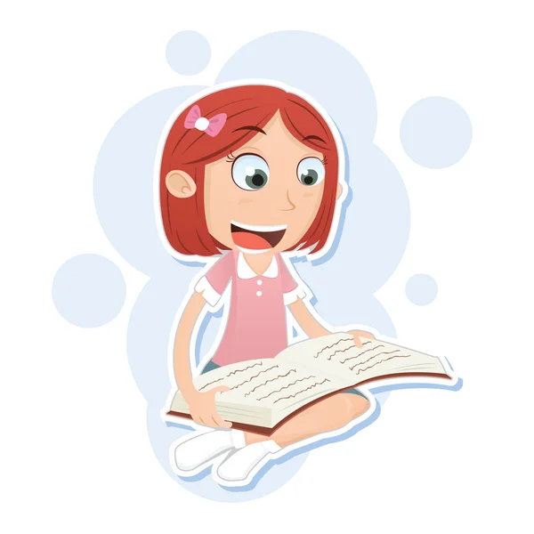 Oturan kız ve okuma — Stok Vektör