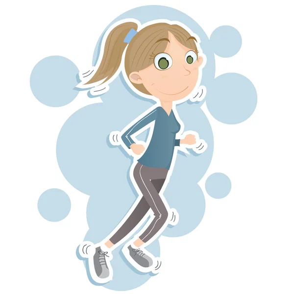 Cartoon jogging woman — Stock Vector