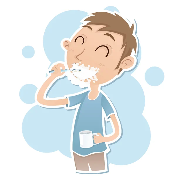 Boy brushing his teeth — Stock Vector