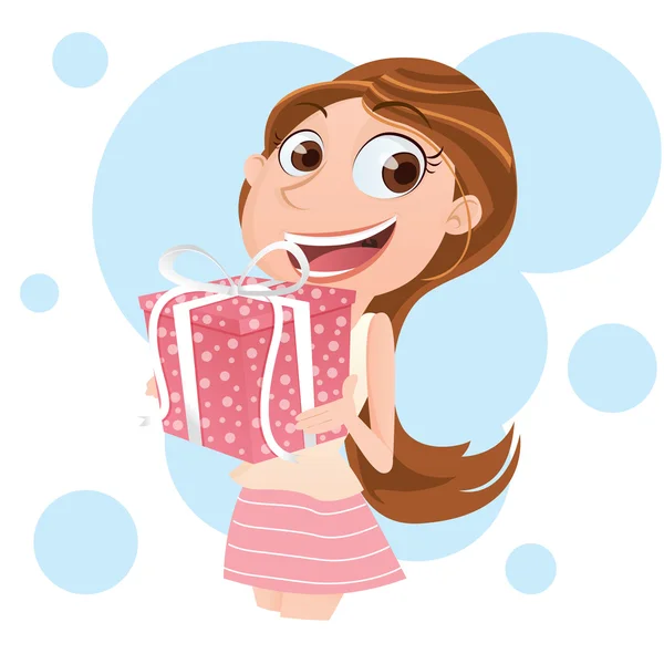 Smiling girl with present — Stock Vector